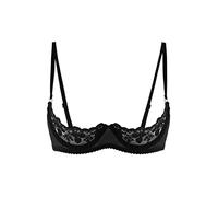 Fldy Women's Underwire Push Up Shelf Bra 1/4 Cup Demi Balconette Sheer Unlined Bralette Top Black XXL