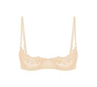 Fldy Women's Underwire Push Up Shelf Bra 1/4 Cup Demi Balconette Sheer Unlined Bralette Top Nude XXL