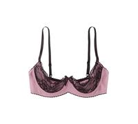 Fldy Women's Underwire Push Up Shelf Bra 1/4 Cup Demi Balconette Sheer Unlined Bralette Top Pink A 3XL