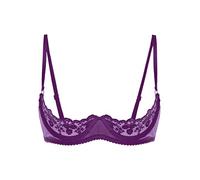 Fldy Women's Underwire Push Up Shelf Bra 1/4 Cup Demi Balconette Sheer Unlined Bralette Top Purple XXL