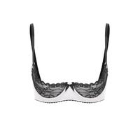 Fldy Women's Underwire Push Up Shelf Bra 1/4 Cup Demi Balconette Sheer Unlined Bralette Top White A XXL