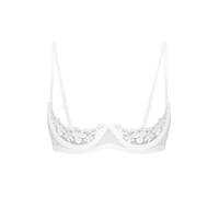 Fldy Women's Underwire Push Up Shelf Bra 1/4 Cup Demi Balconette Sheer Unlined Bralette Top White XXL