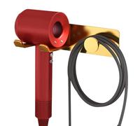 FLE Hair Dryer Holder - Wall Mount Rack Organizer for Dyson Supersonic, Gold