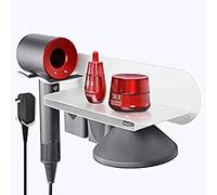 FLE Hair Dryer Holder Wall Mounted with Shelf - Hair Dryer Holder Rack Organizer Compatible for Dyson Supersonic Dryer(White)