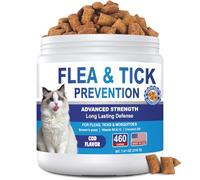 Flea and Tick Chews for Cat 460 ct - Cats Fleas Supplement with Skin & Coat Support, Probiotics Brewer’s yeast |Cat Flea Chewables with Vitamins B1, B6, B12 & E, Salmon Oil for All Breeds & Ages
