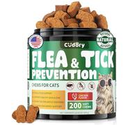 Flea and Tick Chews for Cats - 200 Chews Natural Flea Tick Support for Cat All Breeds & Ages - Nourishes Skin & Coat Health- Chicken Flavor Soft Chews