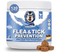 Flea and Tick Prevention for Dogs Chewables -Made in UK- Natural Dog Flea and Tick Treatment - Oral Flea Pills - Vet Recommended Flea and Tick Chews - All Breeds & Sizes - 120 Soft Treats (Chicken)