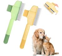 Flea Brush for Cats: 2 Pcs Dog & Cat Flea Comb | Cat Grooming Brush | Self-Cleaning Flea Comb for Cats and Dogs | Stainless Steel Metal Round Teeth | Removing Matted & Loose Fur with Release Button