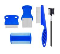 Flea Comb 5 Pieces Set, Flea Combs for Cats Flea Comb for Dogs to Kill Fleas and Eggs, Dog Cat Stainless Steel Double Sided Lice Combs, Dematting Tool for Small, Medium & Large Pets