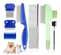 Flea Comb Cat Dog Pack of 5 Lice Comb Fur Flash Brush, Flea Comb for Removing Fleas, Flea Tear Stain Remover Comb, for Small, Medium and Large Pets