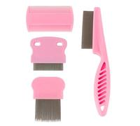 Flea Comb for Cats Dogs - 4Pcs Set, Lice Combs Professional Pet Grooming Comb, Stainless Steel Flea and Tick Remover, Lice & Egg Removal Dematting Tool for Small, Medium & Large Pets