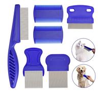 Flea Comb for Cats Dogs, 6 Pack Pet Lice Comb Set Pet Grooming Pets for Small, Medium & Large Pets (Blue)