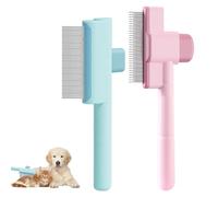 Flea Comb for Dogs, 2pcs Flea Comb for Cats, Cat Grooming Brush, Dog Brush, Cat Combs for Removing Matted & Loose Fur (Pink+Blue)