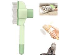 Flea Comb for Dogs and Cats, Self-Cleaning Pet Grooming Brush with Release Button - Detangling Slicker Brush for Puppy, Kitten, Cats & Dogs, Gentle Hair Brush (Green)(Green)