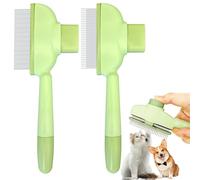 Flea Comb for Dogs and Cats with Release Button Fine Tooth Dog Comb for Grooming Massaging and Cleaning Remove Fleas Eggs Pet Hair Removal for Short and Long Hair 2 Pack