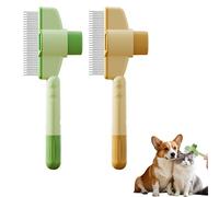 Flea Comb for Dogs Dog Fleas Comb 2pcs Fleas Combs for Cats Pet Brush with Hair Removal Button Cat Fur Brush(Orange + Green)