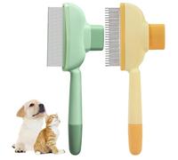 Flea Comb for Dogs Pet Spray Hair Cat Flea Comb with Hair Removal Button Dog Combs for Grooming Pet Hair Remover for Short Long Curly Hair (Yellow And Green)