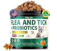Flea Support for Cats Chews, 500 Crunchy & Krill Flea Chews, Cat Flea Chewables with Probiotics - Skin & Coat Support - Fleas Supplement for Cats Kittens All Breeds & Ages - Natural Chicken Flavor