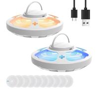 Flea Traps for Home, Non-Toxic Flea Lamp Traps for Indoor with 5/10 Sticky Pads Flea Light Traps Natural Flea Catcher Light Flea Killer with 4 Modes for Carpets Bedding House Inside (2PCS,White)