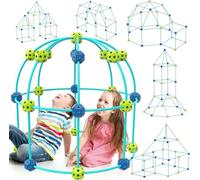 FLEAPCAMP Kids Fort Building Kits,86Piece Glow in The Dark Fort Building Kits Gift STME Toys for 6-12 Year Old Boys Girls,DIY Build Castles Tunnels Play Tent