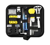 Flearitzo Watchmaker Repair Kit 148 Pieces with Replacement Battery for Watch Link Removal and Strap Opening and Adjustment Black Case for Professional Repairs, Black Blue