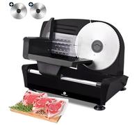 Fleau Kitchen Professional Meat Slicer - Including 2X Stainless Steel Cutting Blades - Adjustable Thickness - Multifunctional - Powerful Motor - All-Purpose Slicer - Thin for Home