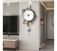 FLEBLE Extra Large Wall Clock for Living Room Decor Modern Wall Clocks Decorative Silent Battery Operated Non-Ticking for Bedroom Office Kitchen Indoor 32 inch Black Pendulum Wall Watch Clock for Home