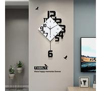 Fleble Large Wall Clocks for Living Room Decor Silent Pendulum Battery Operated Non-Ticking for Bedroom Kitchen Office Home Decorative Square White Wood wall Decor for School Indoor