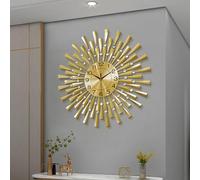 FLEBLE Modern Gold Silent Wall Clock - Battery Operated, Non-Ticking, 24Inch Retro Crystal Clock for Living Room, Bedroom, Kitchen, Office, Home Decor