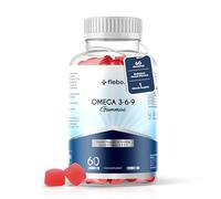 Flebo Vegan Omega 3 Gummies | 1 Month Supply| Supports Heart,Brain & Eye Health | Chewable Omega 3 6 9 I Natural Peach Flavour | 60 Two-a-Day Vegan Vitamin Gummies | Tasty Alternative to Fish Oil