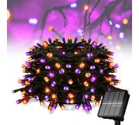 Flechllary Solar Halloween Lights, 39FT 100LED Orange & Purple Lights with 8 Modes Waterproof for Bedroom Patio Garden Party Yard Decoration