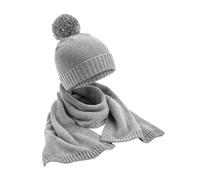 Flecked Knitted Hat And Scarf Set Beechfield Light Grey One Size