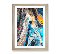 Flee To The River Abstract Framed Wall Art Print A2 Oak