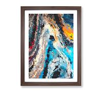 Flee To The River Abstract Framed Wall Art Print A2 Walnut
