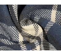 Fleece Backed Tartan Check Fabric Material Blue 1MTR