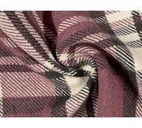 Fleece Backed Tartan Check Fabric Material Old Pink 1/4MTR