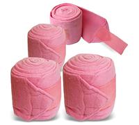 Fleece Bandages for Horse - Fleece Bandages Horse in Set of 4 with Practical Storage Bag (Warmblood (Full), Pink)