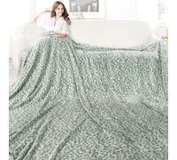 Fleece Bed Blanket Queen Size Sage Green Throw Blanket Full Size Lightweight Soft Blanket 90x90 inch Olive Green Plush Fuzzy Blankets Home Decor