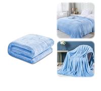 Fleece Bed Blankets Queen Size-Soft Lightweight Plush Fuzzy Cozy Luxury Blanket Microfiber for Bed, Sofa, Couch, Movie Night, Camping, and Travel (Light Blue, 78 * 90IN/200 * 230CM)