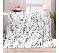 Fleece Blanket 100x130 cm Abstract Faces Line Drawings Throw Blanket for Kids Adult, Fluffy Soft Warm Sherpa Fleece Blankets for Bed Sofa Armchair, Fit All Season