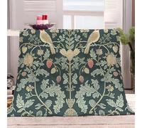 Fleece Blanket 220x240 cm William Morris Strawberry Thief Versatile Soft Warm Blanket, Throws for Sofa Fluffy Blanket Bed Throw for Bedroom Couch, Cozy Flannel Blanket for Travel