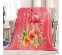 Fleece Blanket Animals Birds Flowers Sherpa Fluffy Flannel Blanket Checkered Blankets Soft Warm Cozy Throw Blankets for Bed Couch Sofa Armchairs Picnic, Red, Queen