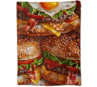 Fleece Blanket Burger Bonanza: Soft with Realistic Cheeseburger Design Throw Blankets