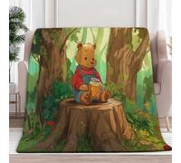 Fleece Blanket Cartoon Forest Bear 180x220 cm Sherpa Throw Blankets for Sofa Bed, Soft Warm Fluffy 3D Print Versatile Blanket, for All Season