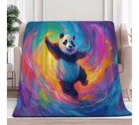 Fleece Blanket Colorful Giant Panda 180x220 cm Sherpa Throw Blankets for Sofa Bed, Soft Warm Fluffy 3D Print Versatile Blanket, for All Season