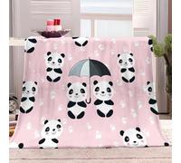 Fleece Blanket Cute Cartoon Panda Pink Throw Blanket 130x150 cm Versatile Soft Warm Blanket Fluffy Throws for Sofa Couch, Cozy Bed Flannel Blanket for Travel, fit All Season
