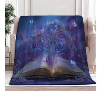 Fleece Blanket Fantasy Tree Of Life Butterflies 100x130 cm Versatile Soft Warm Blanket Fluffy Throws for Sofa Couch, Cozy Bed Flannel Blanket, for Adult Child and Baby
