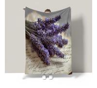 Fleece Blanket Flower Plant Lavender Bunch Bohemian style Sherpa Microfiber Flannel Blankets 135*200cm,Fluffy Soft Winter Summer Purple Throw Blanket Sofa Bed Personalised Flannel Blankets