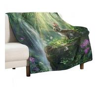 Fleece Blanket for Armchairs,Breathable Blankets Bunny Trees Green Nature Plants Flower Animal Lightweight and Ultra Soft Camping Blanket Throws L