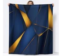 Fleece Blanket Geometric Polygons Sherpa Microfiber Flannel Blankets 220 x 240 cm, Fluffy Soft Winter Summer Dark Blue Throw Blanket, for Sofa Bed Personalised Flannel Blankets